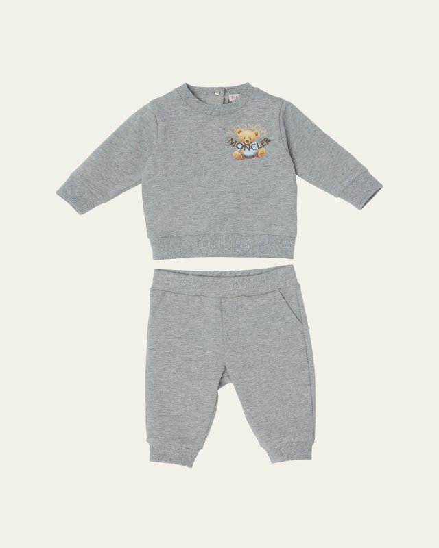 Boy's Teddy Bear Logo Sweatshirt & Sweatpants, Size 6M-3
